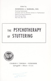 Cover of: The psychotherapy of stuttering.