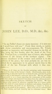Cover of: Sketch of John Lee, D.D., M.D., etc., etc., the Very Reverend the Principal of the University of Edinburgh: (born, 1779, died, 1859)