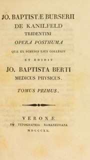 Cover of: Opera posthuma by Giambattista Borsieri de Kanilfeld