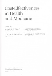 Cover of: Cost-effectiveness in health and medicine