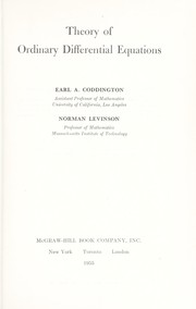 Cover of: Theory of ordinary differential equations