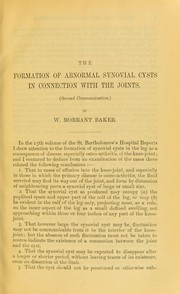 Cover of: The formation of abnormal synovial cysts in connection with the joints