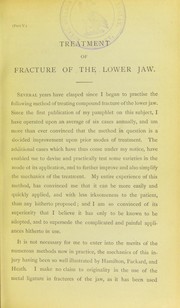 Cover of: The treatment of fractures of the lower jaw