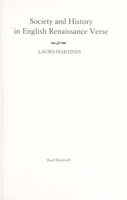 Cover of: Society and history in English Renaissance verse by Lauro Martines