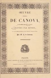 Cover of: Oeuvre choisi de Canova