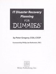IT disaster recovery planning for dummies by Peter H. Gregory