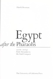 Cover of: Egypt after the pharaohs 332 BC-AD 642: from Alexander to the Arab conquest