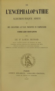 Cover of: De l'enc©♭phalopathie albuminurique aigu©± et des caract©·res qu'elle pr©♭sente en particulier chez les enfants