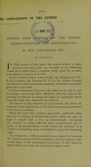 Cover of: Studies upon injuries of the kidney, nephrolithotomy and nephrorraphy