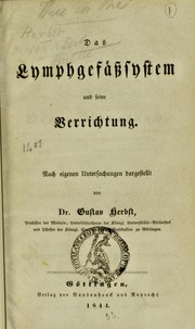 Cover of: Das Lymphgef©Þsssystem und seine Verrichtung by Gustav Herbst