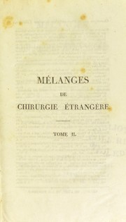 Cover of: M©♭langes de chirurgie ©♭trang©·re