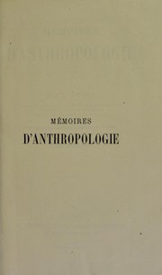 Cover of: M©♭moires d'anthropologie by Paul Broca