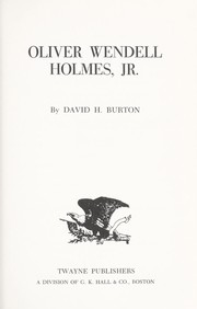 Cover of: Oliver Wendell Holmes, Jr.