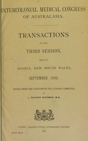 Cover of: Intercolonial Medical Congress of Australasia by Australasian Medical Congress (3rd 1892 Sydney, N.S.W.)