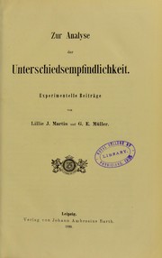 Cover of: Zur analyse der Unterschiedsempfindlichkeit : experimentelle Beitr©Þge
