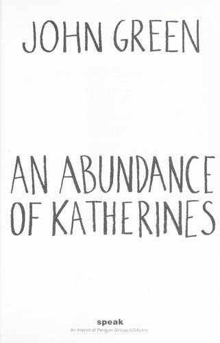 an abundance of katherines goodreads
