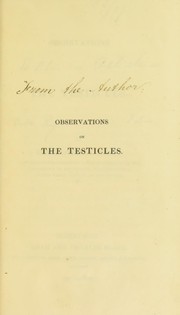 Cover of: Observations on the testicles