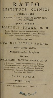 Cover of: Ratio instituti clinici Ticinensis a mense Januario usque ad finem Junii anni 1795