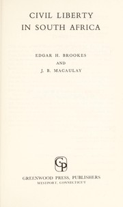 Cover of: Civil liberty in South Africa by Edgar Harry Brookes