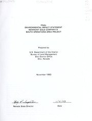 Cover of: Final environmental impact statement by United States. Bureau of Land Management. Elko District