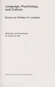 Cover of: Language, psychology, and culture by Wallace E. Lambert