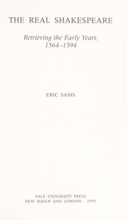 Cover of: The real Shakespeare by Eric Sams, Eric Sams