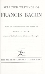 Cover of: Selected writings of Francis Bacon