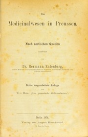 Cover of: Das Medicinalwesen in Preussen by Hermann Eulenberg