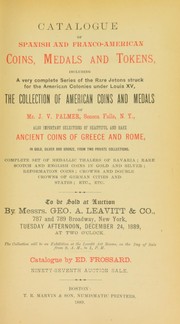 Cover of: Catalogue of Spanish and Franco-American coins, medals and tokens ...