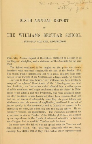 Sixth annual report of the Williams Secular School by Williams Secular School