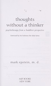 Cover of: Thoughts without a thinker by Mark Epstein