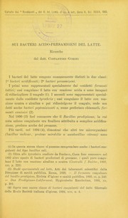 Cover of: Sui bacteri acido-presamigeni del latte: ricerche