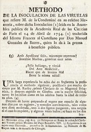 Cover of: Methodo de la inoculacion de las viruelas que refiere M. de la Condamin©♭ en su celebre memoria, sobre dicha inoculacion (1) leida en la Asamblea publica de la Academia Real de las Ciencias de Paris el 24 de Abril de 1754. (2) by Charles-Marie de La Condamine