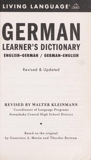 Cover of: German learner's dictionary: English-German, German-English