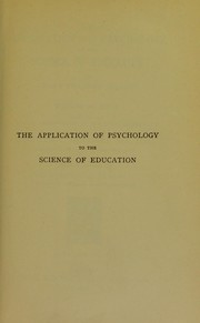 Cover of: The application of psychology to the science of education