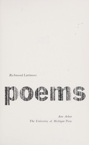 Cover of: Poems. by Richmond Alexander Lattimore