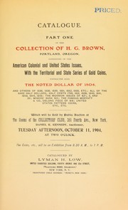 Cover of: Catalogue: part one of the collection of H. G. Brown