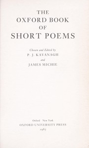 Cover of: The Oxford book of short poems by chosen and edited by P.J. Kavanagh and James Michie.