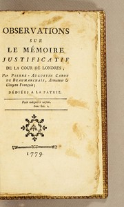 Cover of: Observations sur le Mémoire justificatif de la cour de Londres