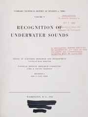 Cover of: Recognition of underwater sounds by United States. Office of Scientific Research and Development. National Defense Research Committee