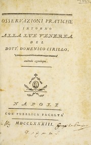Cover of: Osservazioni pratiche intorno alla lue venerea by Domenico Cirillo