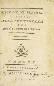 Cover of: Osservazioni pratiche intorno alla lue venerea