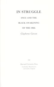 Cover of: In struggle : SNCC and the Black awakening of the 1960s by 