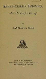 Cover of: Shakespeare's insomnia and the causes thereof