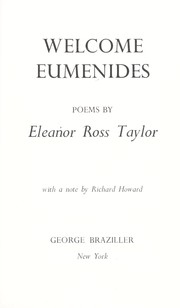 Cover of: Welcome Eumenides; poems.