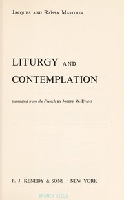 Cover of: Liturgy and contemplation by 