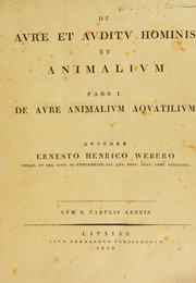Cover of: De aure et auditu hominis et animalium pars I by Ernst Heinrich Weber