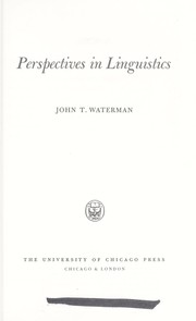 Perspectives in linguistics by John T. Waterman
