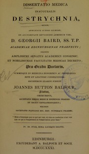 Cover of: Dissertatio medica inauguralis de strychnia ...