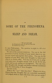 Cover of: On some of the phenomena of sleep and dream by Cox, Edward W.